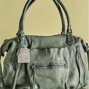 Free People We The Free Secret Sage Green Leather Emerson Tote Women's Bag New